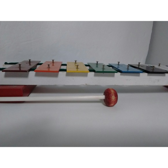 Vintage‎ Toy Xylophone Metal and Wood 8 Key/One Octave With Mallet - Picture 10 of 12